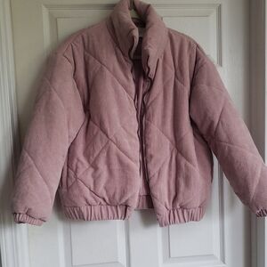 Lush Pink Puffer Jacket with Quilted Design